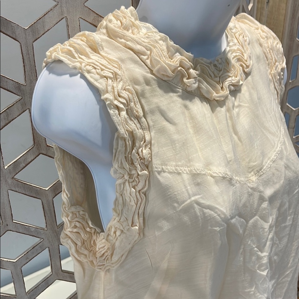 French Connection Charlie Cotton Sleeveless Top in Classic Cream ✨ - Picture 5 of 11